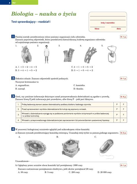 Biologia Klasa 7 Rozdział 1 Sprawdzian Sprawdziany i odpowiedzi-1 - Pobierz pdf z Docer.pl